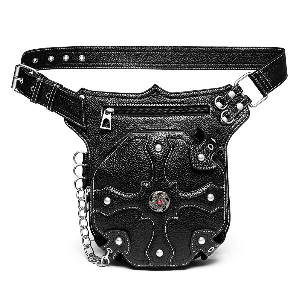 Ladies Pockets Punk Waistbag Messenger Bag Retro Mujer Women Hiking Waist Bag Male High Quality Leather Travel Leg Crossbody Bag