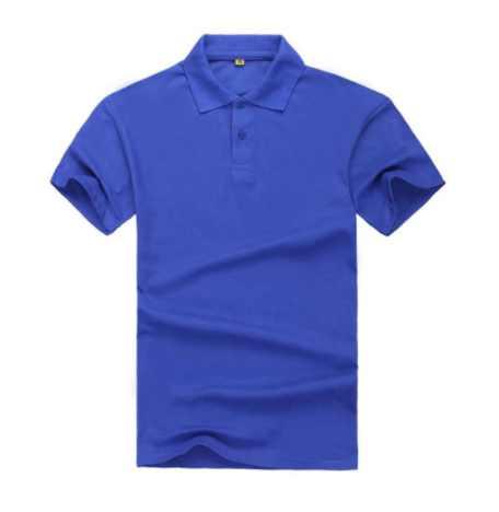 Blue Mens Plain Collar Short Sleeve Polo