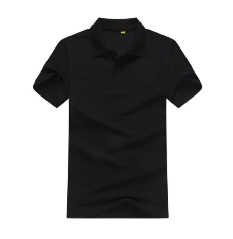 Black Mens Plain Collar Short Sleeve Polo