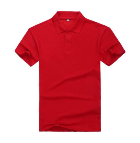 Red Mens Plain Collar Short Sleeve Polo