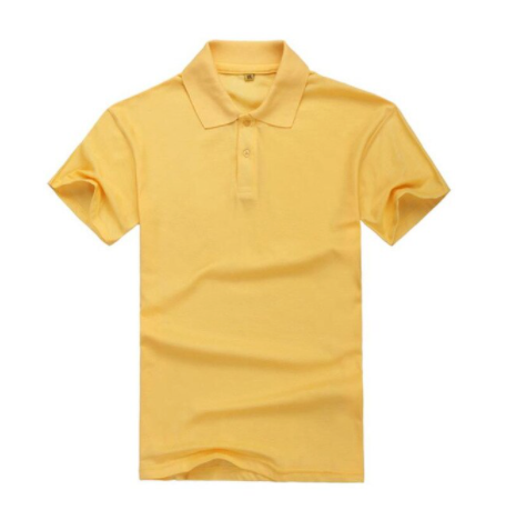 Yellow Mens Plain Collar Short Sleeve Polo