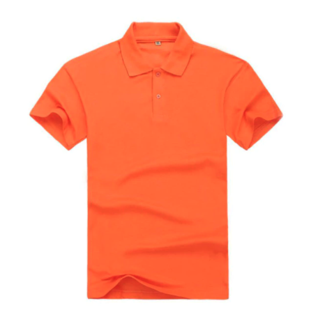 Orange Mens Plain Collar Short Sleeve Polo