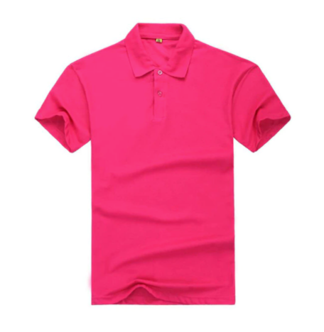 Pink Mens Plain Collar Short Sleeve Polo