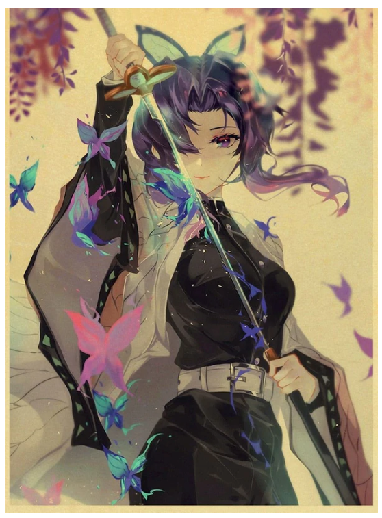 Vintage Kimetsu no Yaiba Anime Poster Kraft Paper Prints Demon Slayer Painting 12x16
