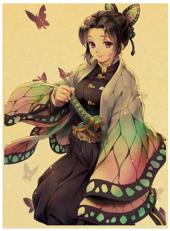 Vintage Kimetsu no Yaiba Anime Poster Kraft Paper Prints Demon Slayer Painting 12x16