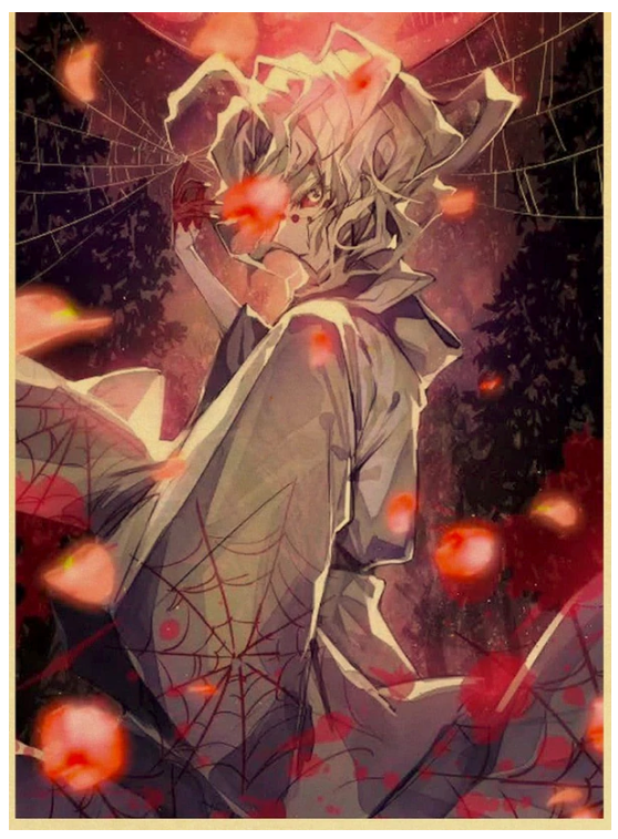 Vintage Kimetsu no Yaiba Anime Poster Kraft Paper Prints Demon Slayer Painting 12x16