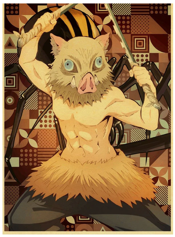 Vintage Kimetsu no Yaiba Anime Poster Kraft Paper Prints Demon Slayer Painting 12x16