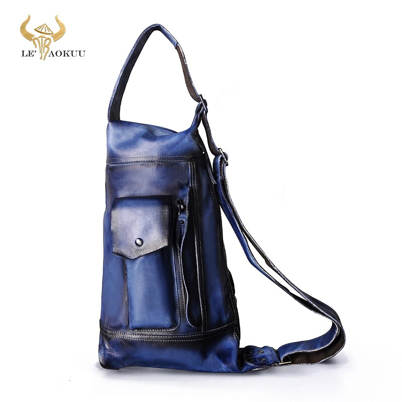 2020 New Men Quality Real Leather Casual Fashion Chest Sling Bag 9" Tablet Design Travel One Shoulder Cross-body Bag Male 2329