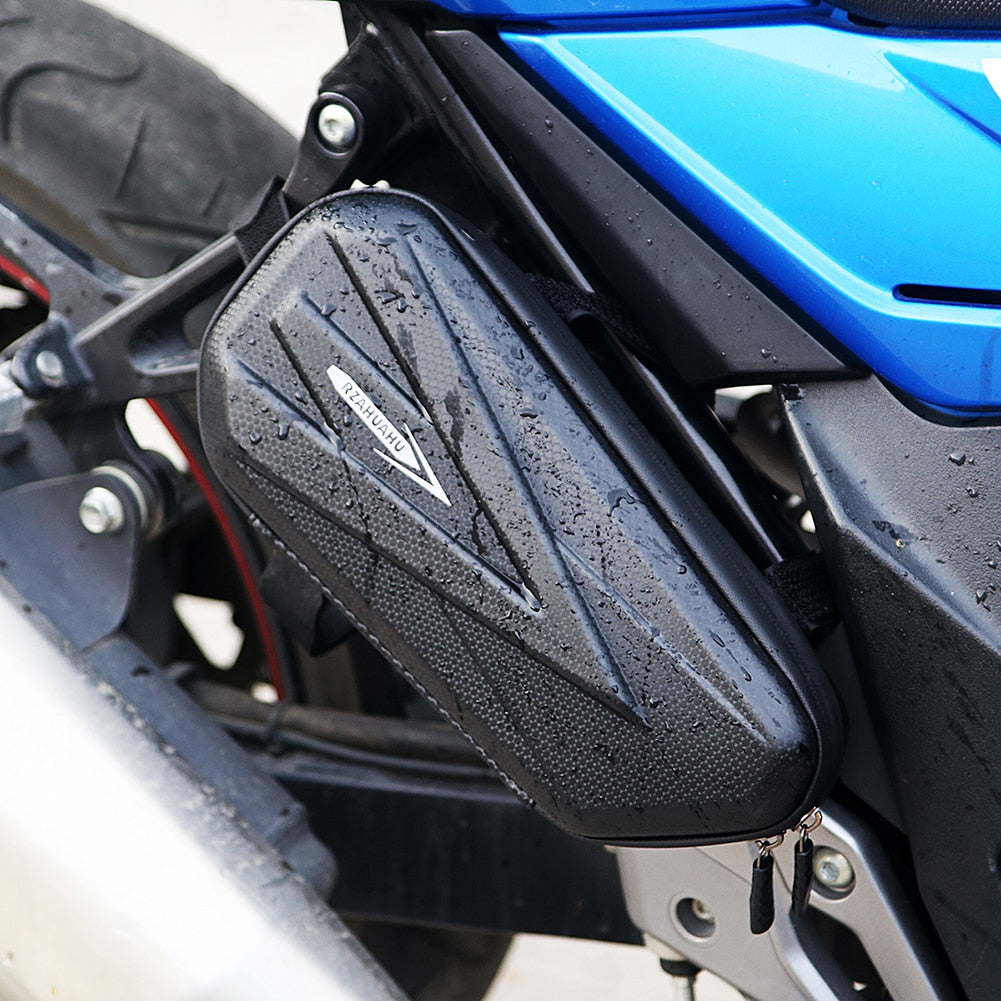 RZAHUAHU Electric Bike Hanging Bag Motorcycle Frame Hard Shell Side Bags EVA+PU Black Motorcycle Side Bags Waterproof Bag