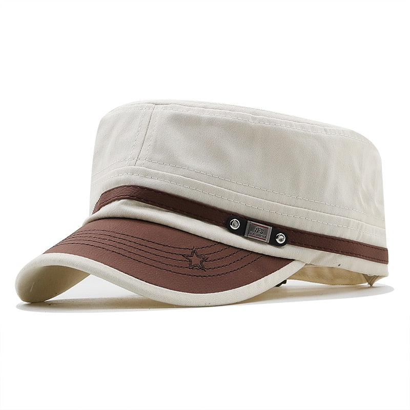 2022 Branded Men Military Cap Summer Autumn Casual Cadet Hat Washed Cotton Flat