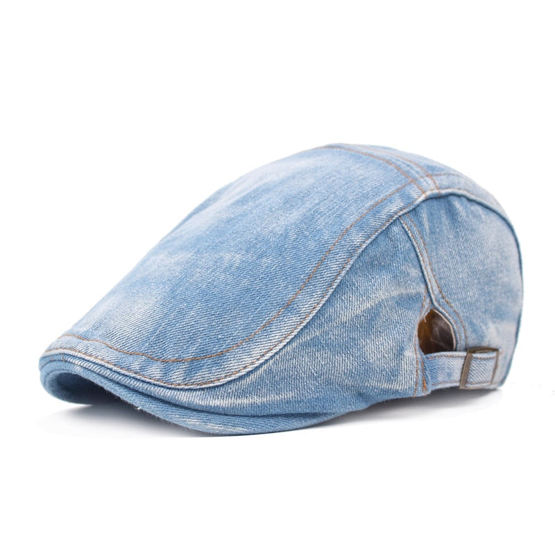 Adjustable Denim Beret Hats Men Women Jeans Berets Newsboy Flat Gatsby Cabbie Driving Windpoof Cap Hats Forward Peaked Caps