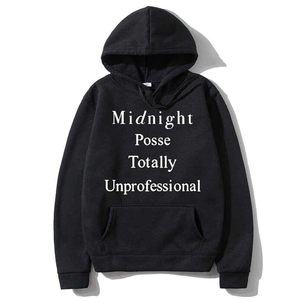 Awesome Asap Rocky Midnight Posse Totally Unprofessional Letter Logo Print Hoodie Men Women Hip Hop Hoodies Loose Cotton Clothes