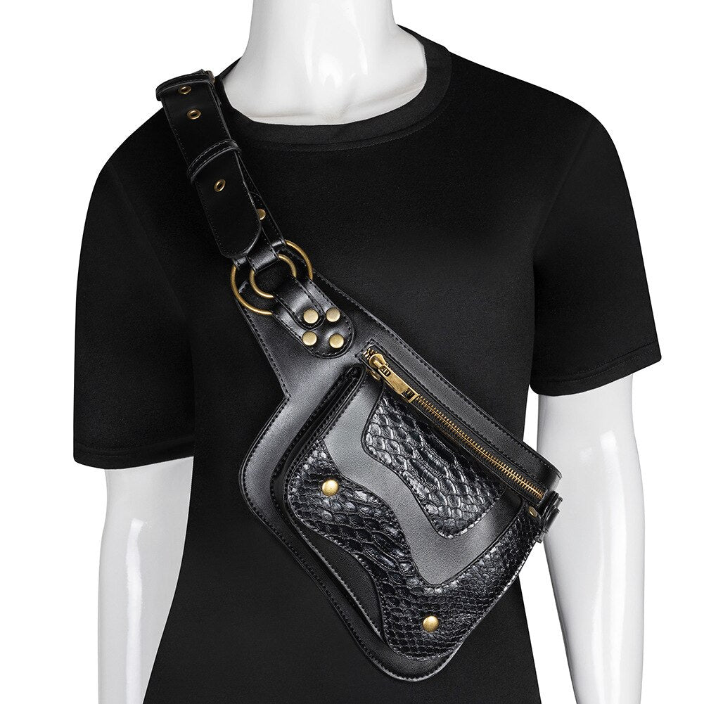 Punk Gothic Waist Bags For Women 2022 Hip Hop Moto Shoulder Purses And Handbags