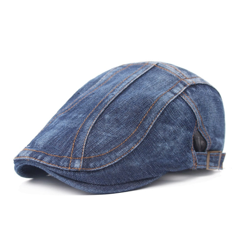 Adjustable Denim Beret Hats Men Women Jeans Berets Newsboy Flat Gatsby Cabbie Driving Windpoof Cap Hats Forward Peaked Caps