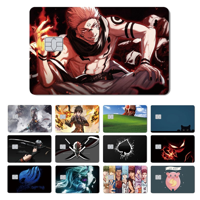 Cool Game Anime Cartoon Matte Film Sticker Skin Film Cover for Big Small No Chip Credit Debit Card Bus Card