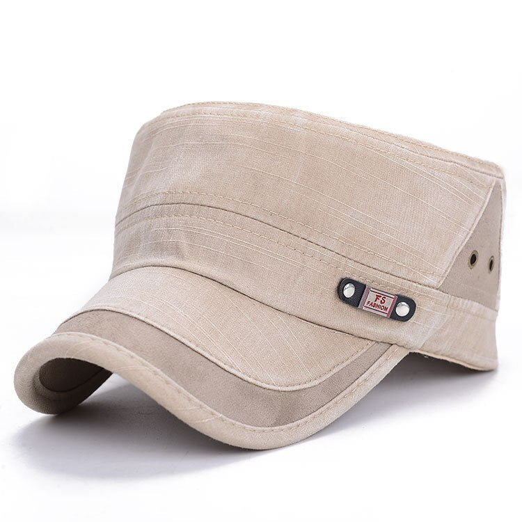 2021 Classic Vintage Flat Top Mens Washed Caps and Hat Adjustable Fitted Thicker Cap Winter Warm Military Hats for Men