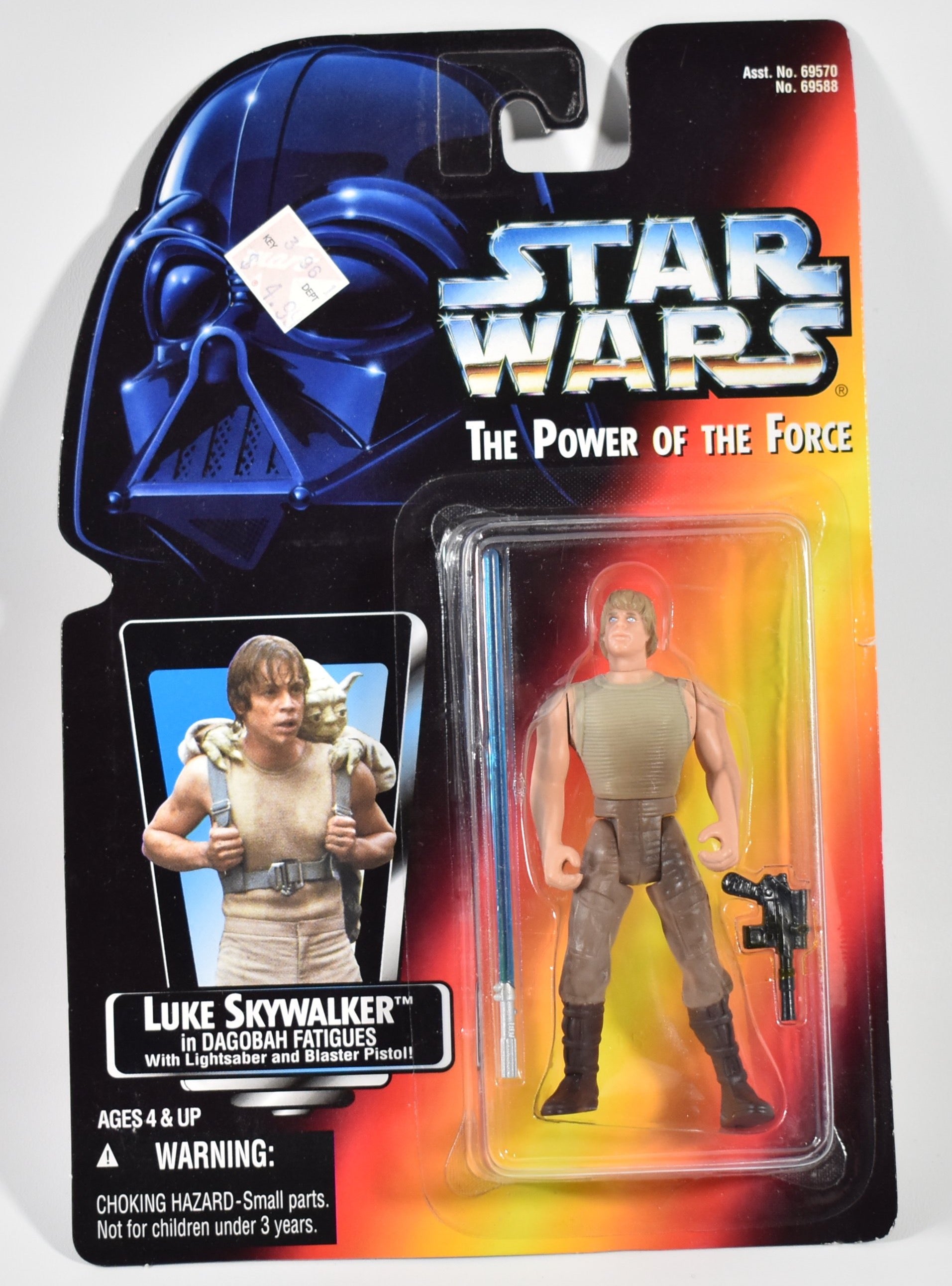 Star Wars Power Of the Force Orange Card Luke Skywalker Dagobah Fatigues 1995 Long Sword