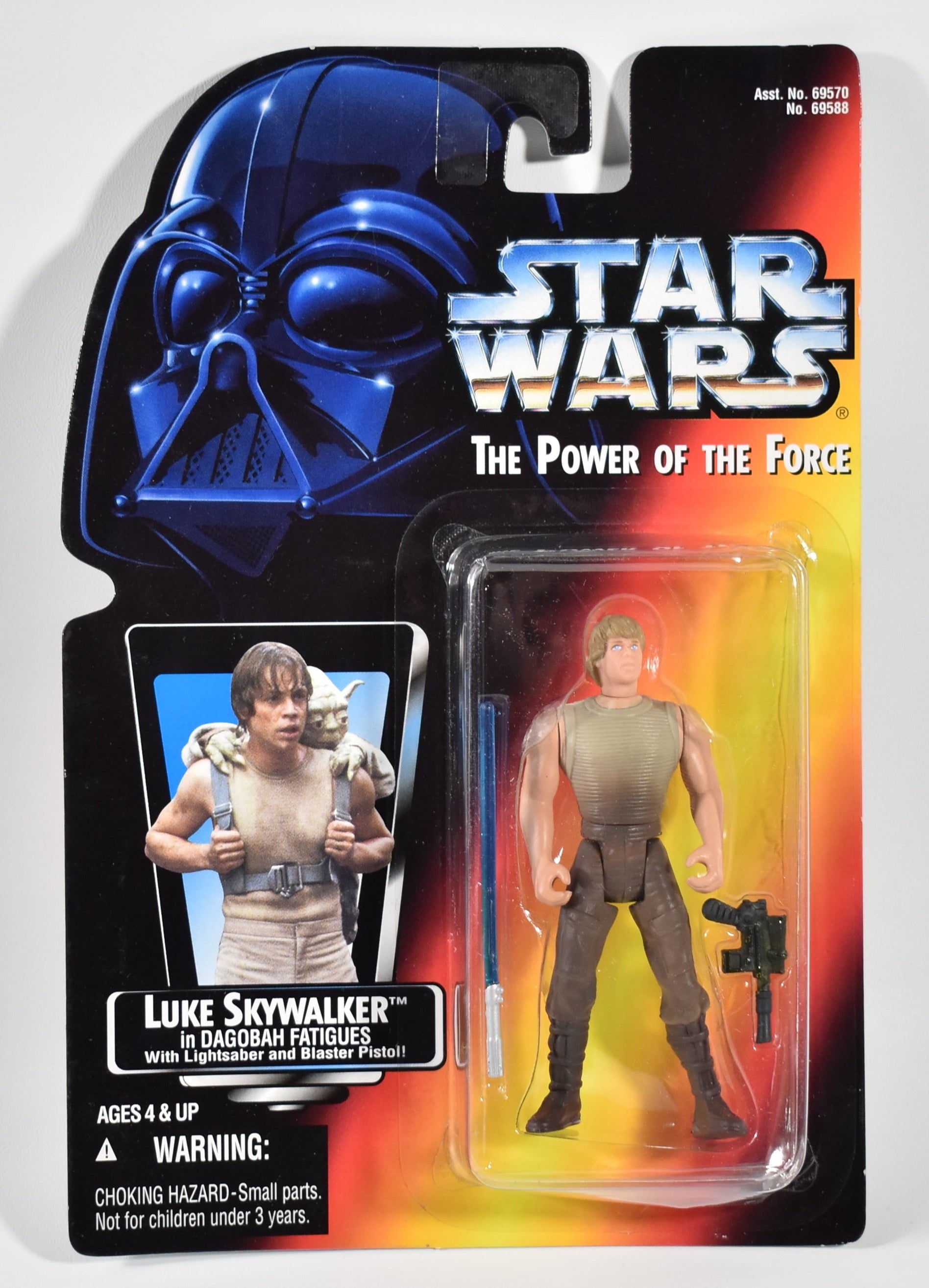 Star Wars Power Of the Force Orange Card Luke Skywalker Dagobah Fatigues Short Sword 1995