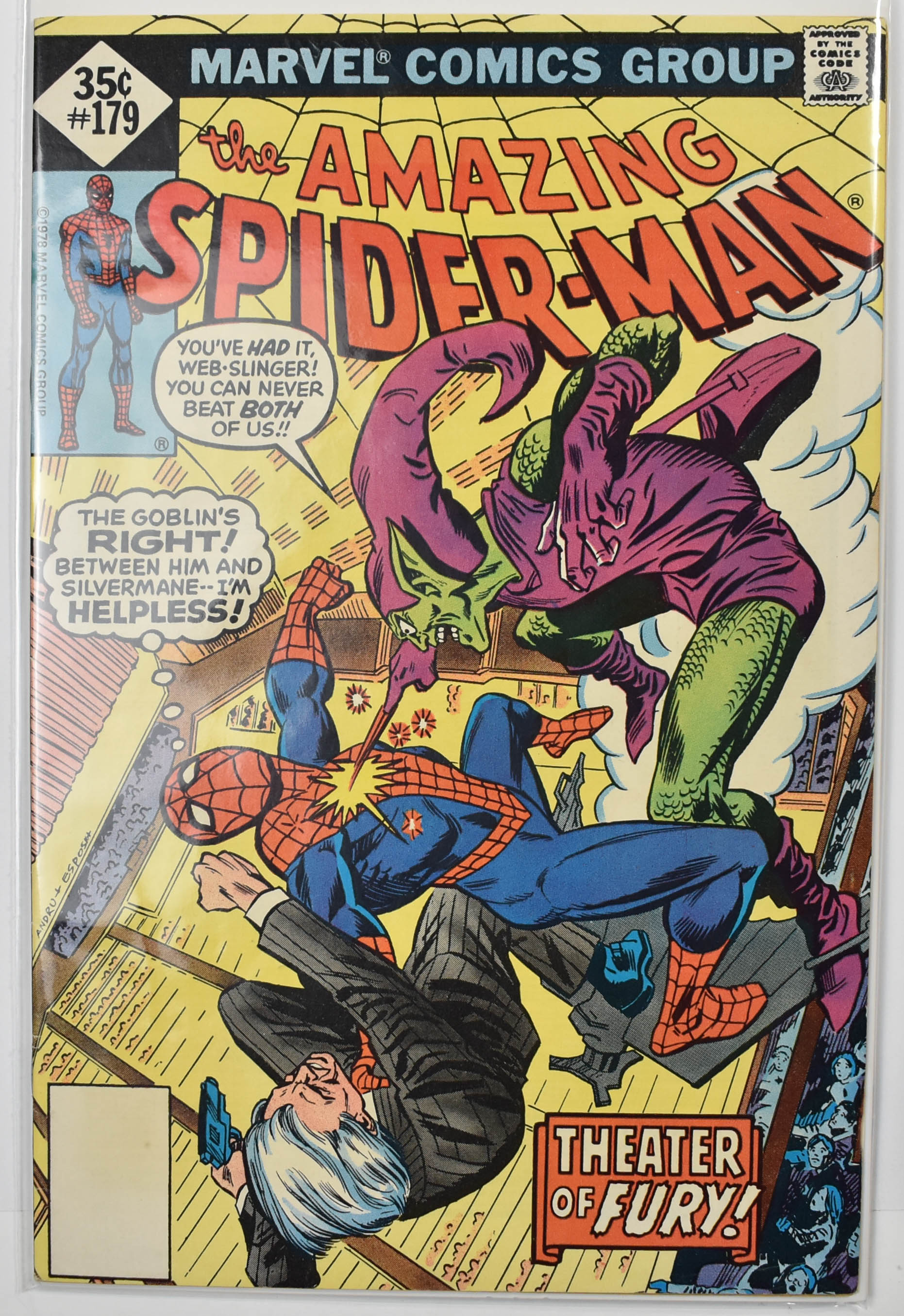 The Amazing Spider Man Marvel Comic Book 179 Theater of Fury