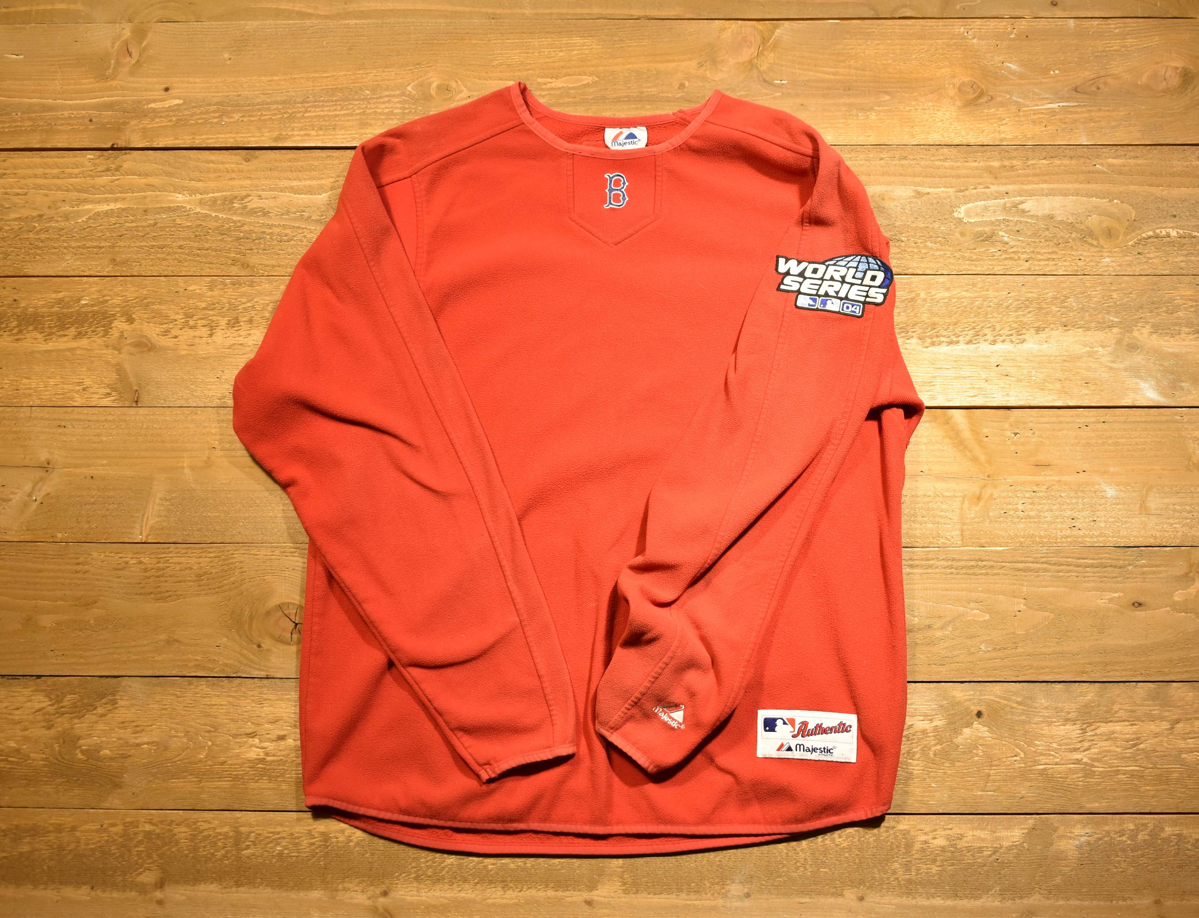 Boston Red Sox MLB baseball pull over sweater red majestic large used World Series 04
