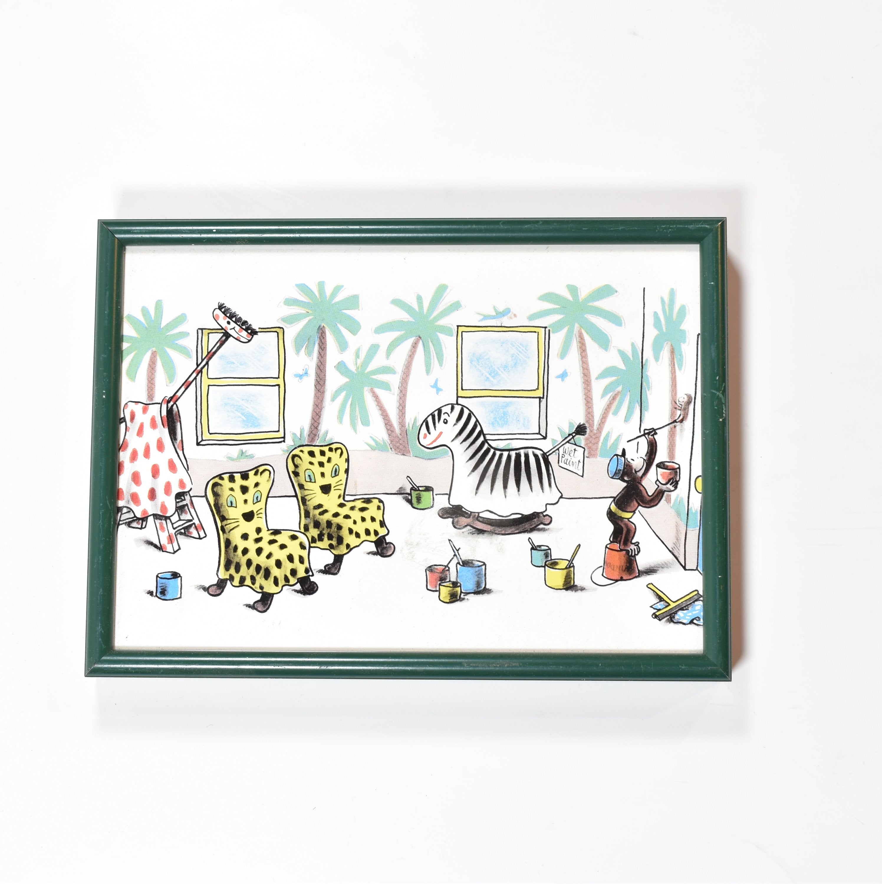 Hand Painted Picture Zoo Art Animal Painting 5 x 7 Picture Framed Art Frey 02