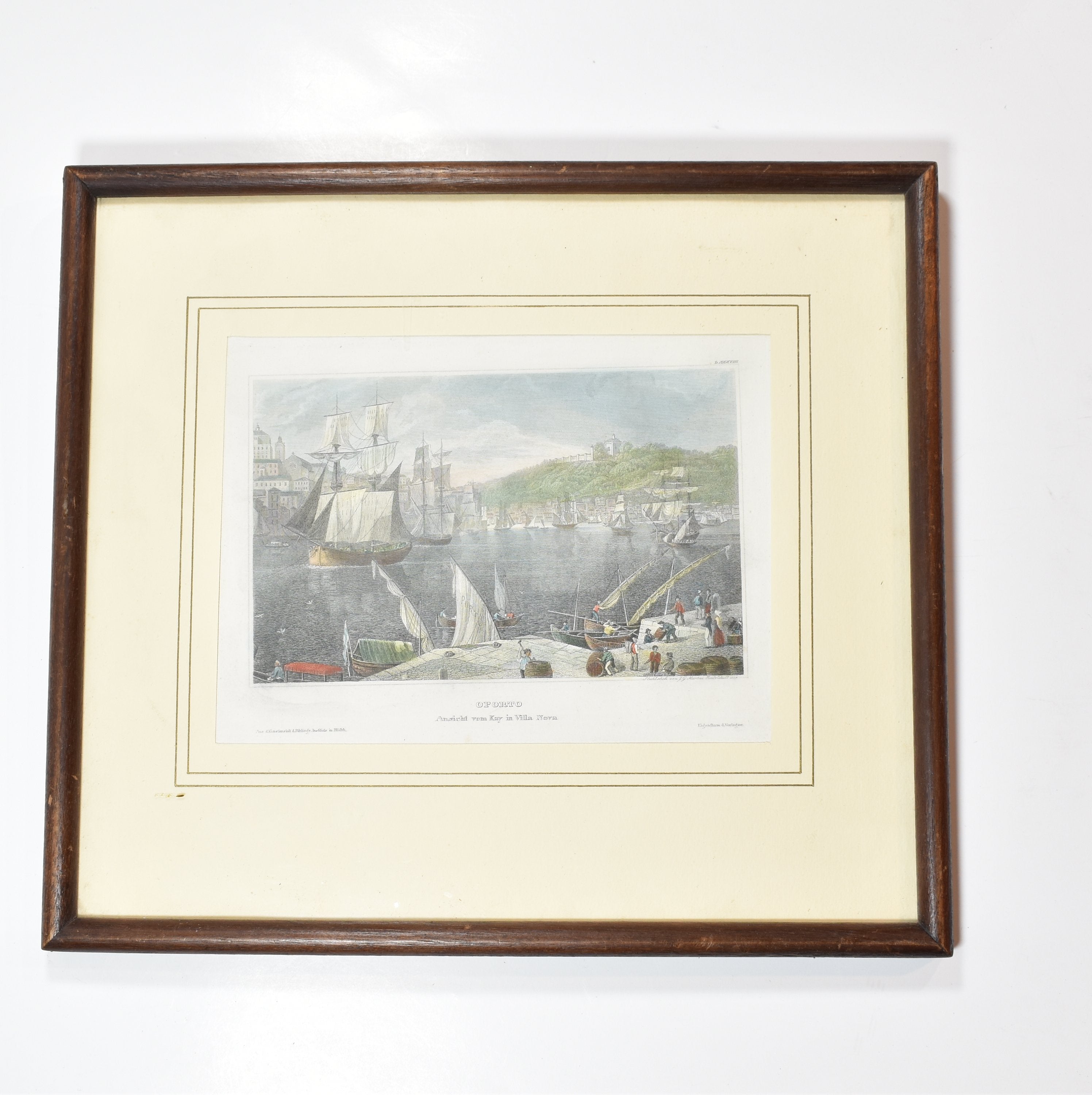 Oporto view by Kay in Villa Nova Steel Engraving Portugal Meyers Universe 0193 C