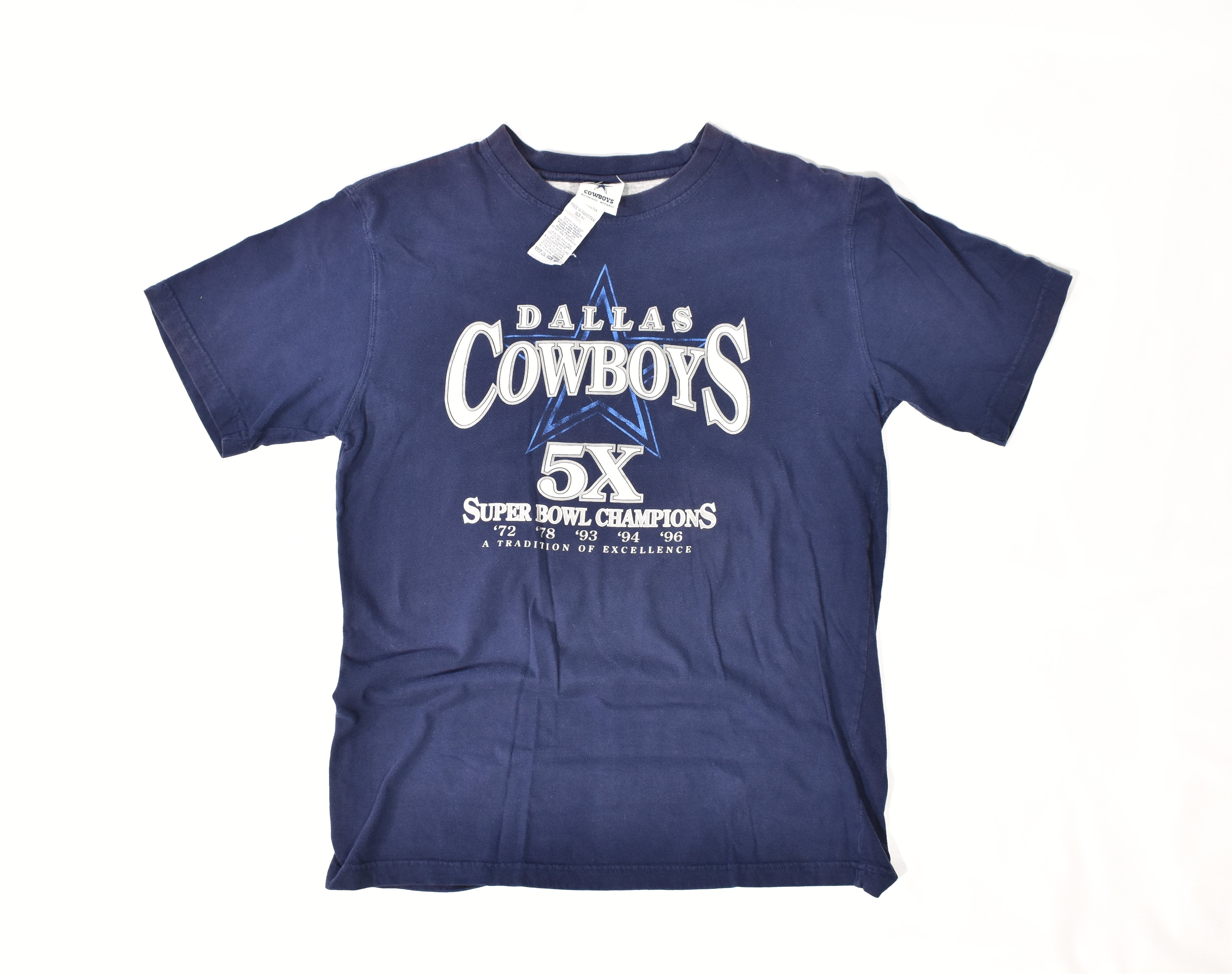 Dallas Cowboys Football T shirt NFL Medium Mens Blue Authentic 5 x Champs