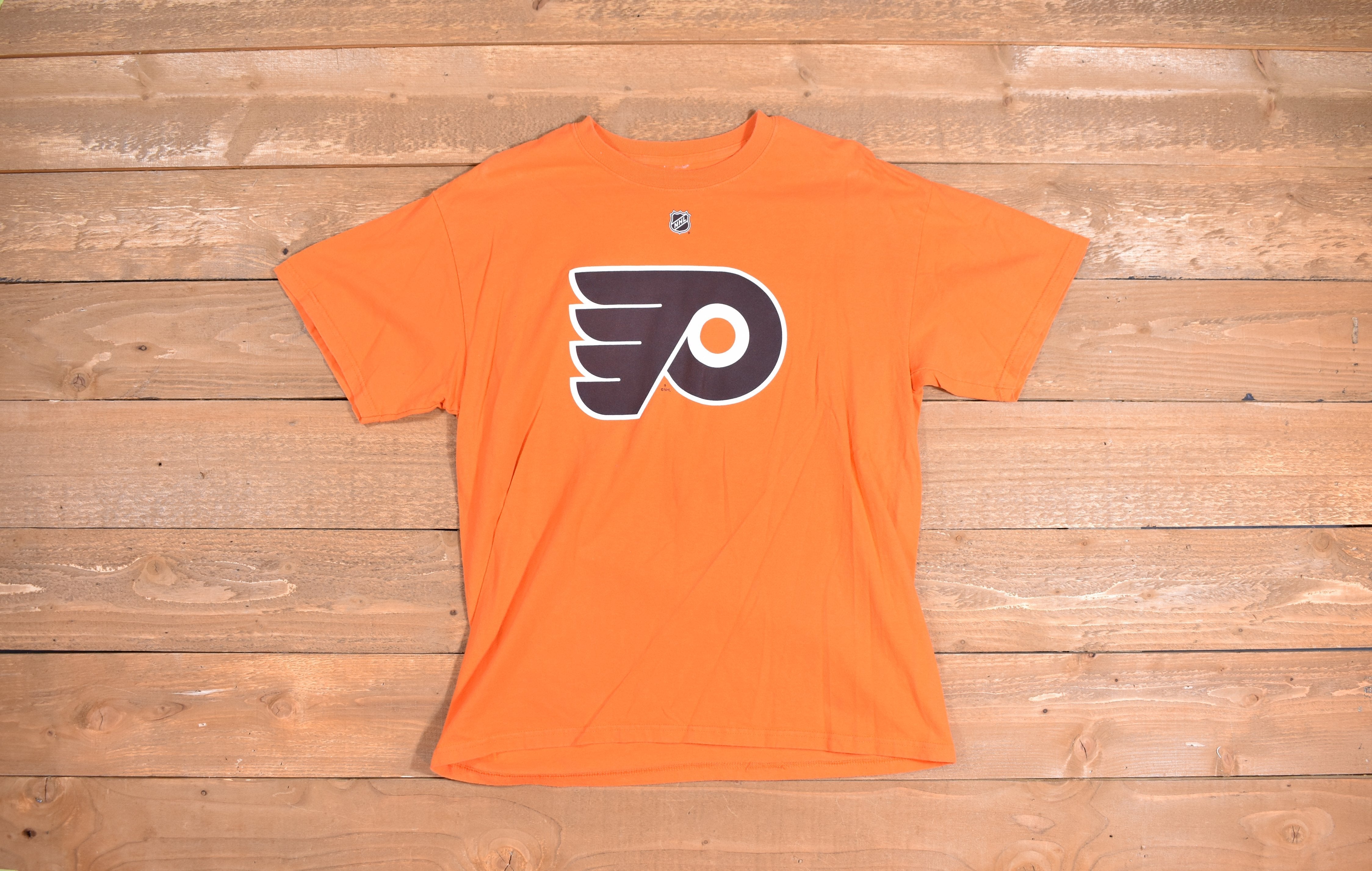 Flyers Mens t shirt large NHL Shirt used orange hockey shirt