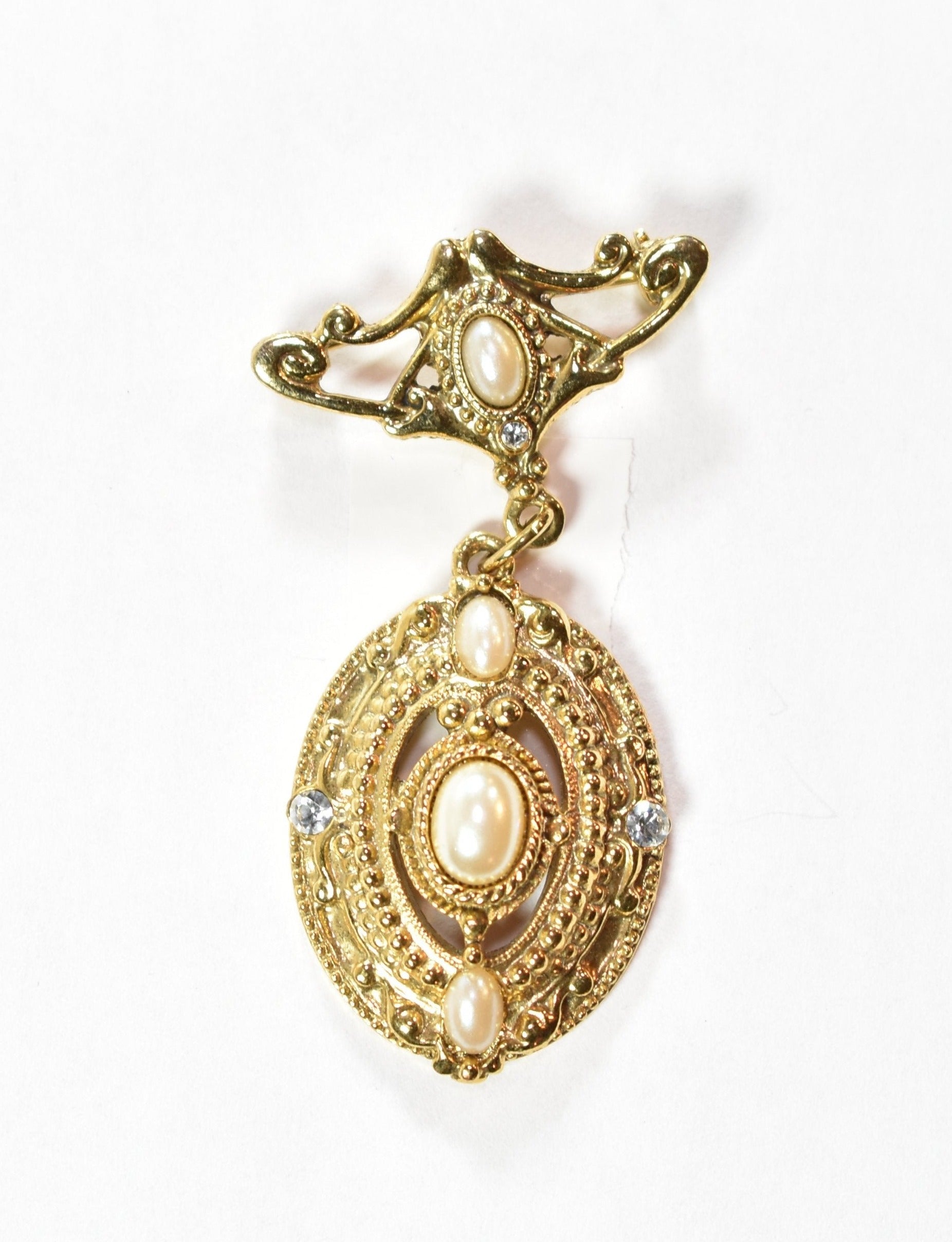 Brooch Pin Vintage 4 peal hanging pendent gold collectible pin used
