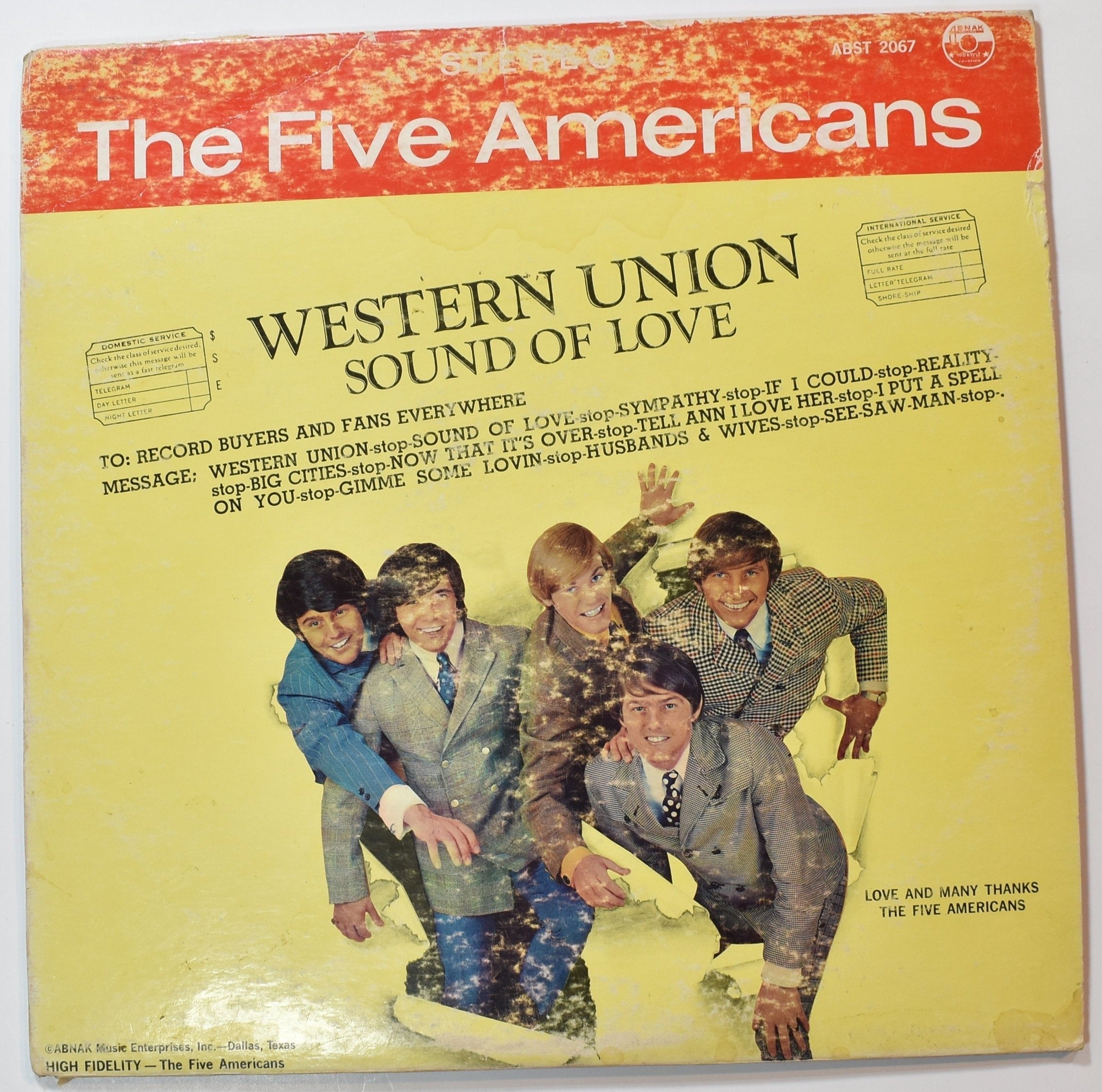Vinyl Music Record The Five Americans Western Union sound of love record