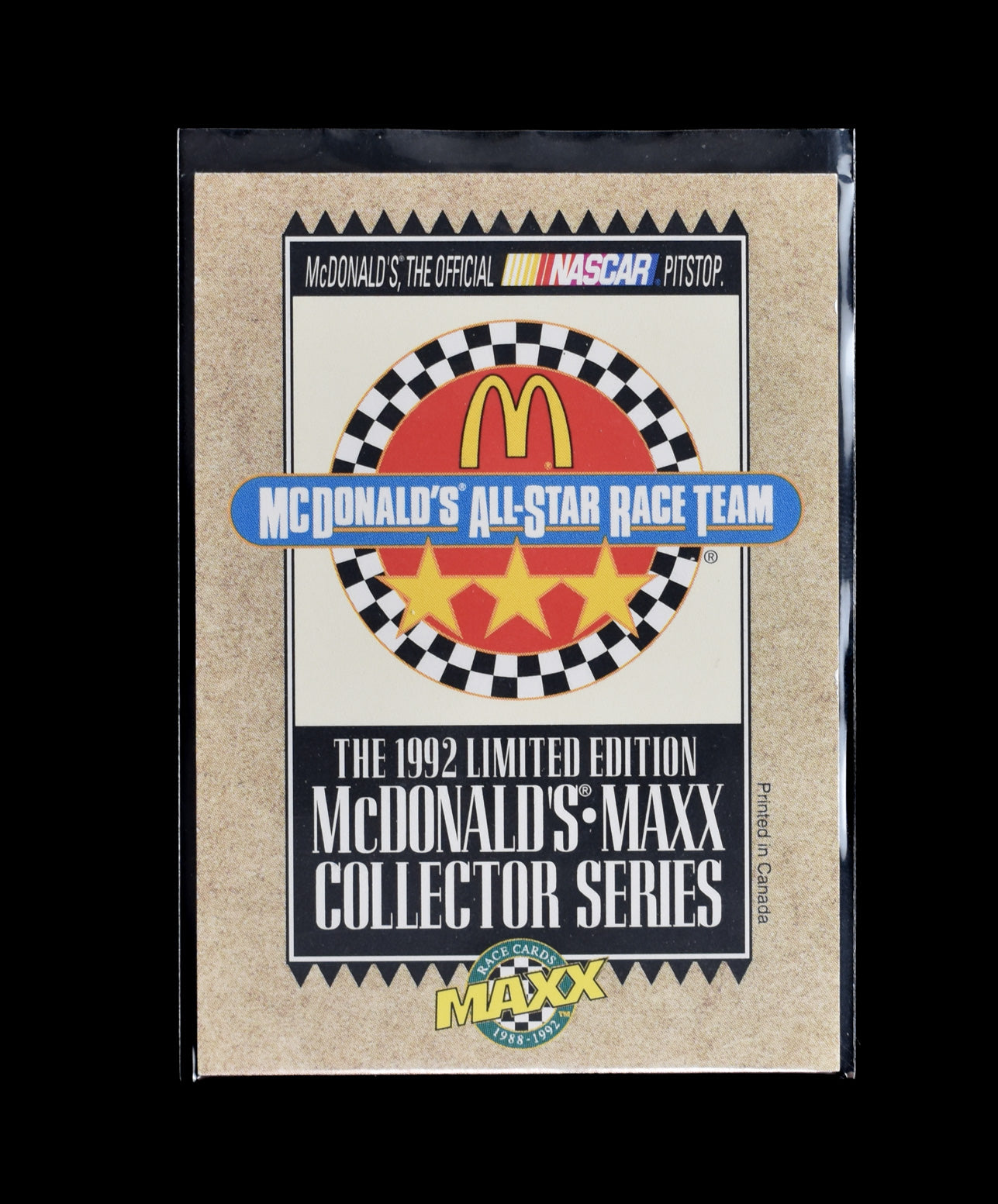 1992 Maxx Racing McDonalds All Star Race Team Card 1992 Limited Edition