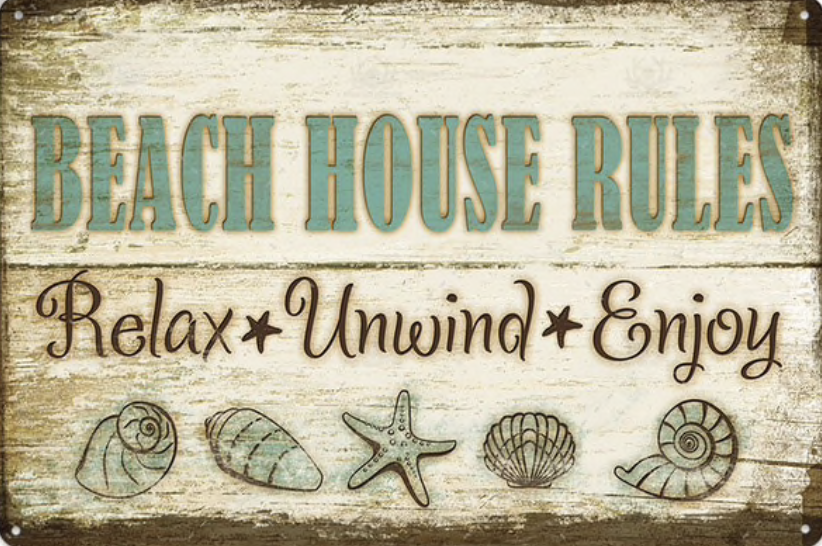 Metal Bar Sign Beach House Rules