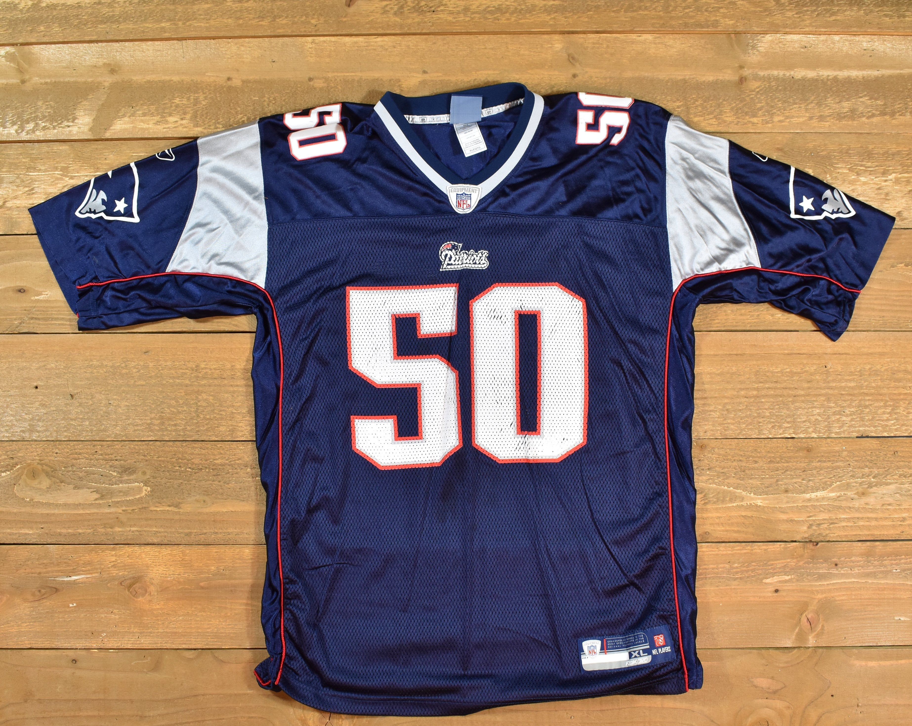 New England Patriots Mens XL Vrabel 50 Used On field jersey Reebok NFL Football