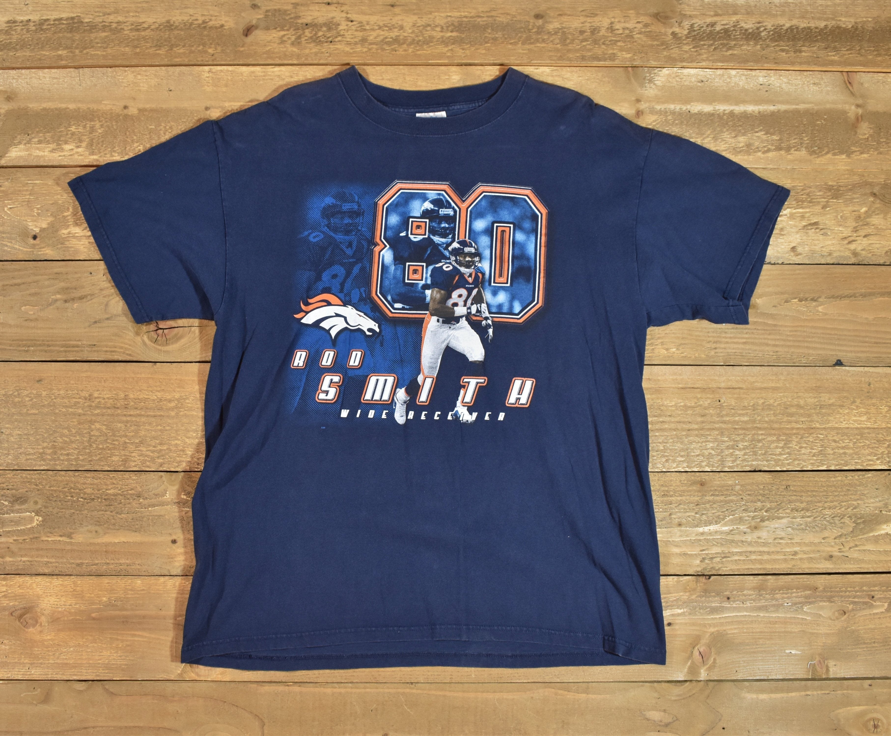 Denver Broncos t shirt XL mens Nfl football tee used Rod Smith wide Receiver tee 80