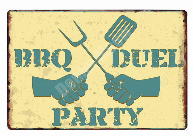 Metal Bar Sign BBQ Duel Party