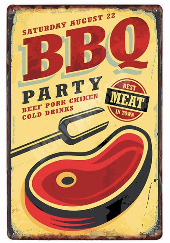 Metal Bar Sign BBQ Party