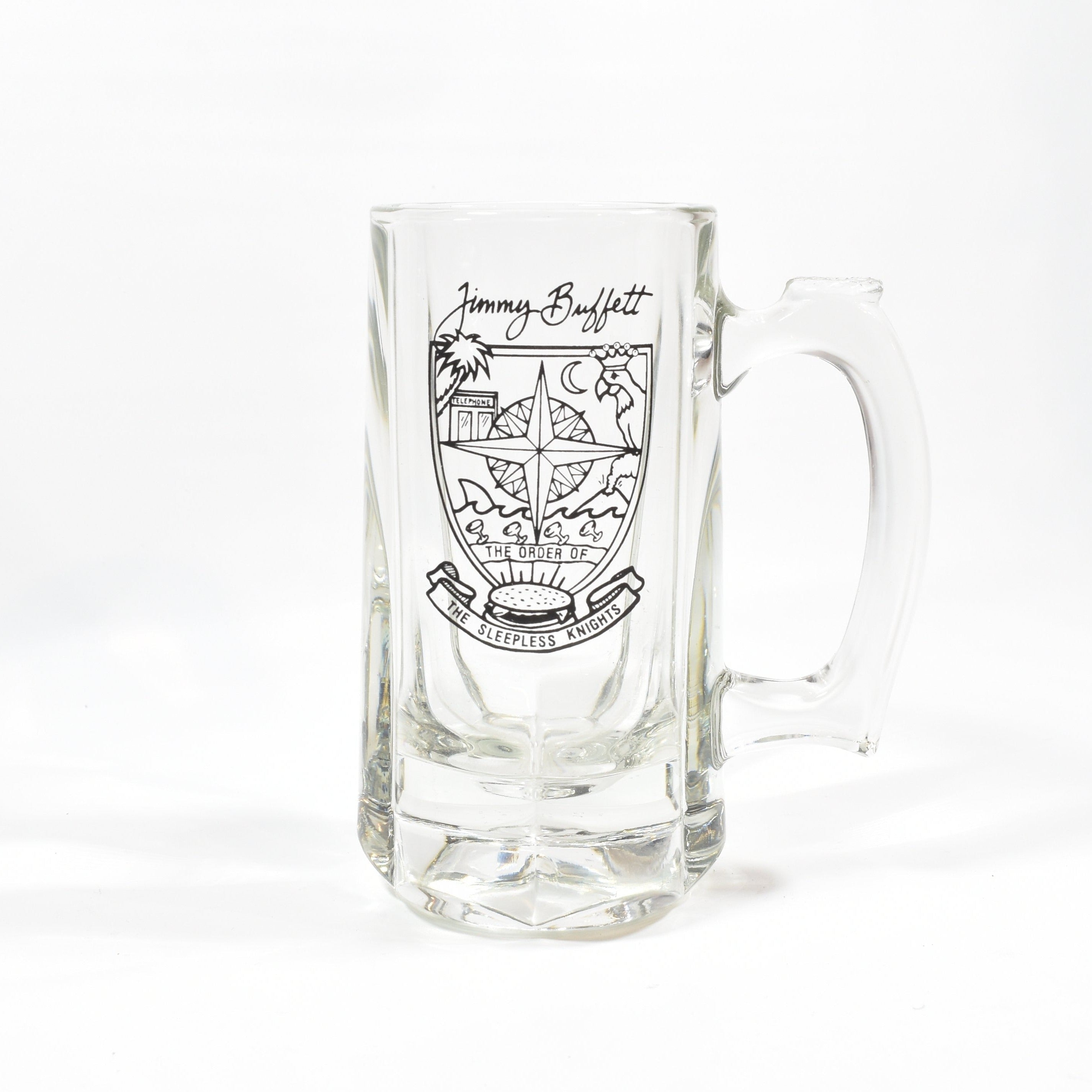 Jimmy Buffets The order of the sleeping Knights Glass Mug Beer mug used 6 inch