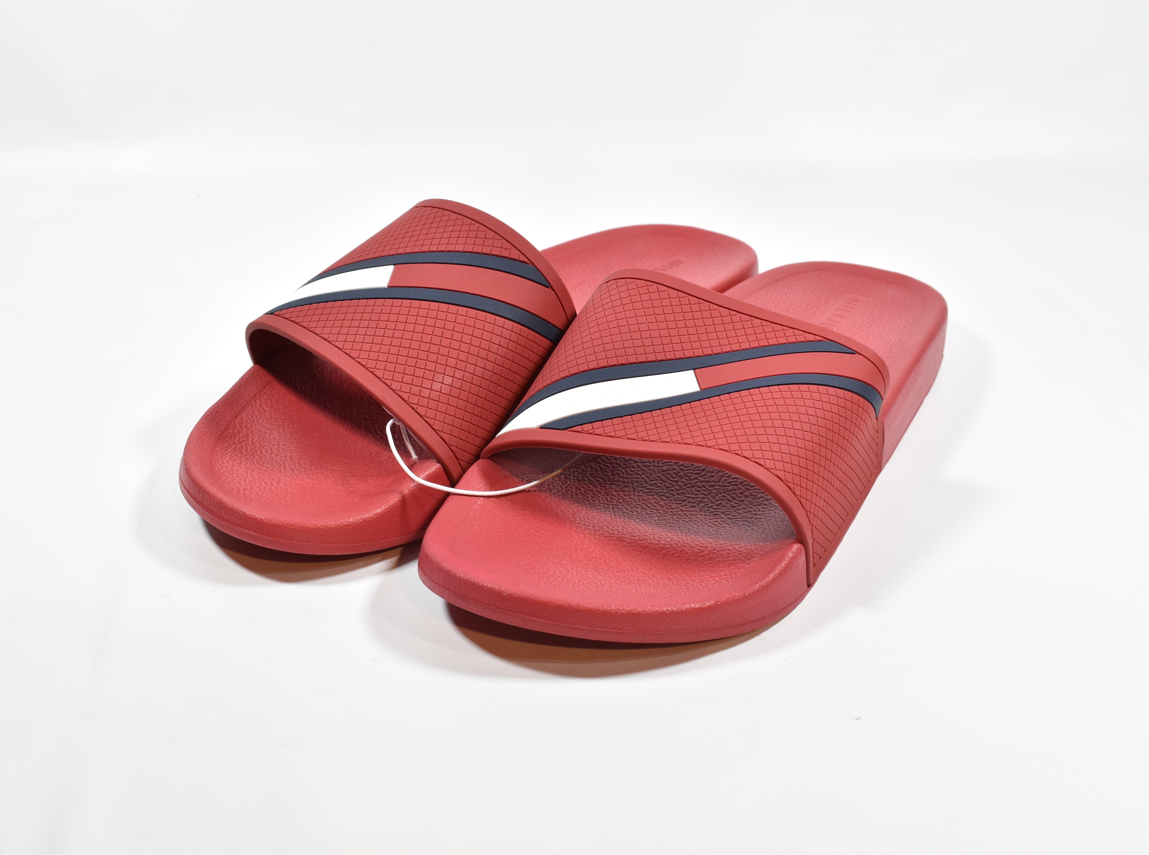 Tommy Hilfiger red slide on sliders Sandals Mens Size 10 Authentic NEW